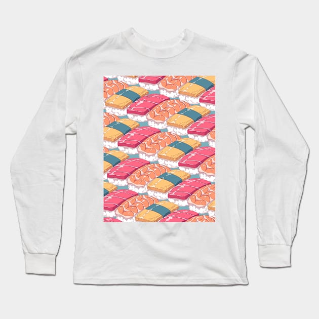 The delecious asian sushi pattern Long Sleeve T-Shirt by AnGo